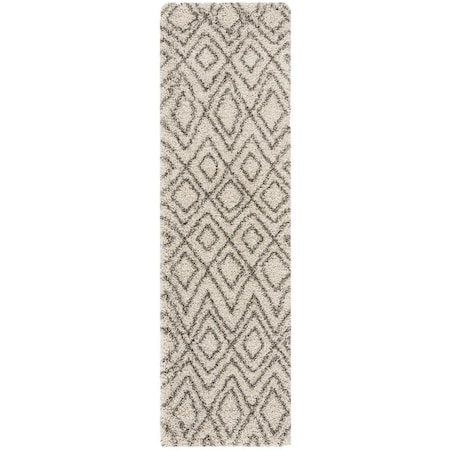 Safavieh Hudson Shag 300 Power Loomed Runner Area Rug; Ivory & Grey - 2 ft. 3 in. x 8 ft. SGH332A-28